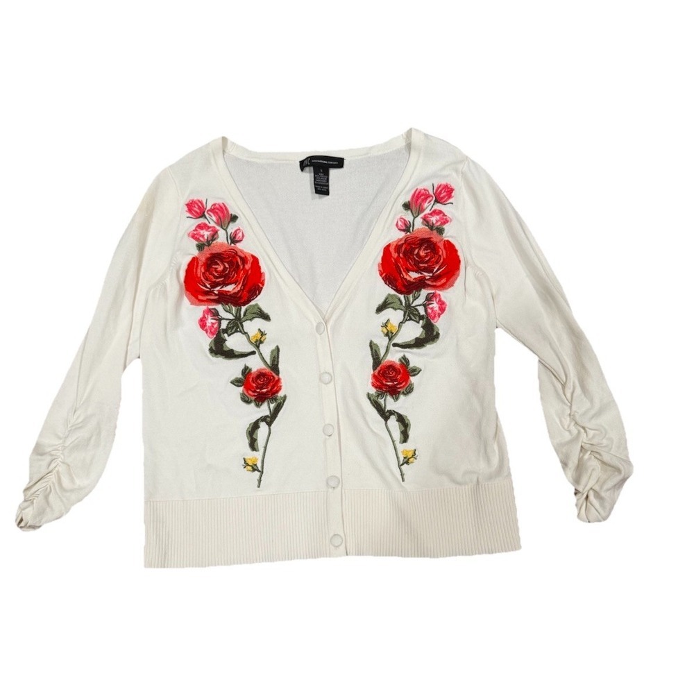 Women's Embroidered‎ Floral Cardigan Small INC International Concepts Feminine